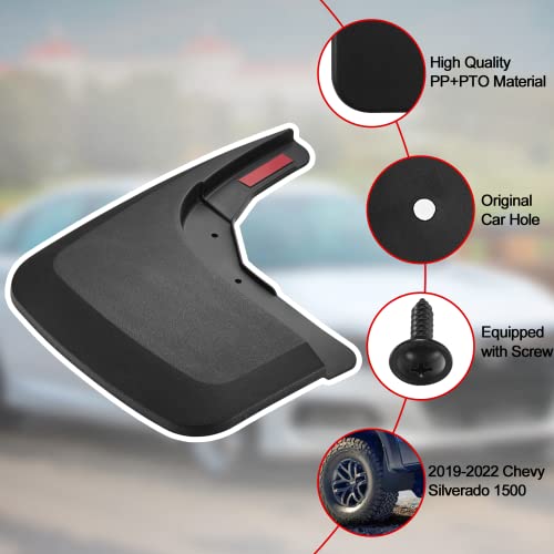 Image of BDFHYK Mud Flaps Splash Guards 4PCS Front & Rear Side Mud Guards Compatible with Chevy Silverado 1500 2019-2022