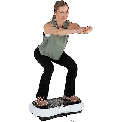 Vibration Plate Exercise Machine - Vibrating Platform with Adjustable Speed and 3 Strength Modes - Workout Equipment by Wakeman,Black/White