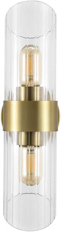 Eytan 17" Brass Gold Cylinder Wall Sconce with Clear Shade