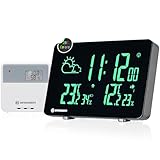 Bresser Funkwetterstation mit Farbwechsel, 256 Displayfarben, Wettervorhersage, Thermo-Hygrosensor, Frostwarnung, DCF-Uhrzeit, für Zuhause und Büro