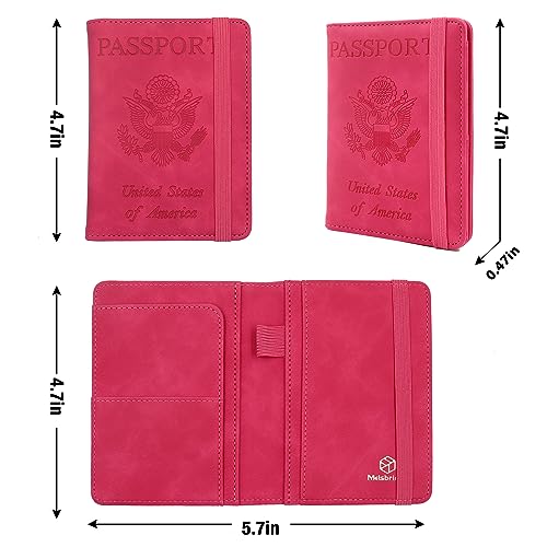 Image of Melsbrinna Premium Leather Passport Holder Covers Case, Waterproof Rfid Blocking Travel Wallet Passport Holder with Pen Holder, Cute Passport Book for Women /Men