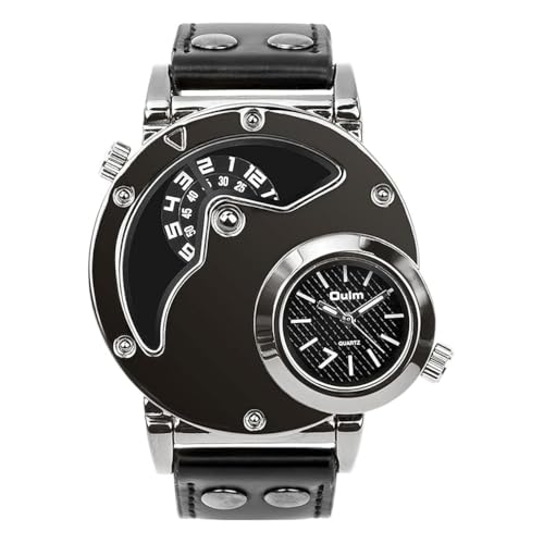Image of POSHI Unique Double Time Zone Sports Quartz Watch-Black