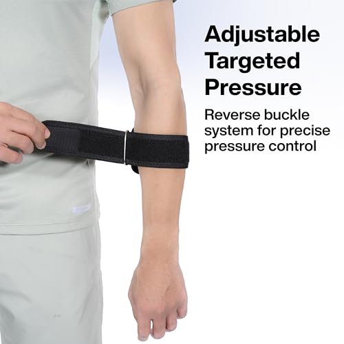 Image of FOVERA Tennis Elbow Support Brace, Adjustable Elbow Support Strap with Gel Padding for Pain Relief, Weightlifting & Sports for Men & Women, Universal Size, Black