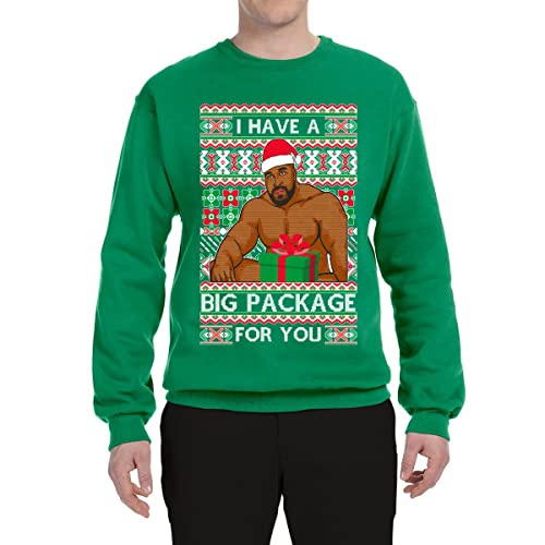 Wild Bobby I Have A Big Package Meme Barry Wood Ugly Christmas Sweater Unisex Crewneck Sweatshirt, Kelly, Medium #TOP2