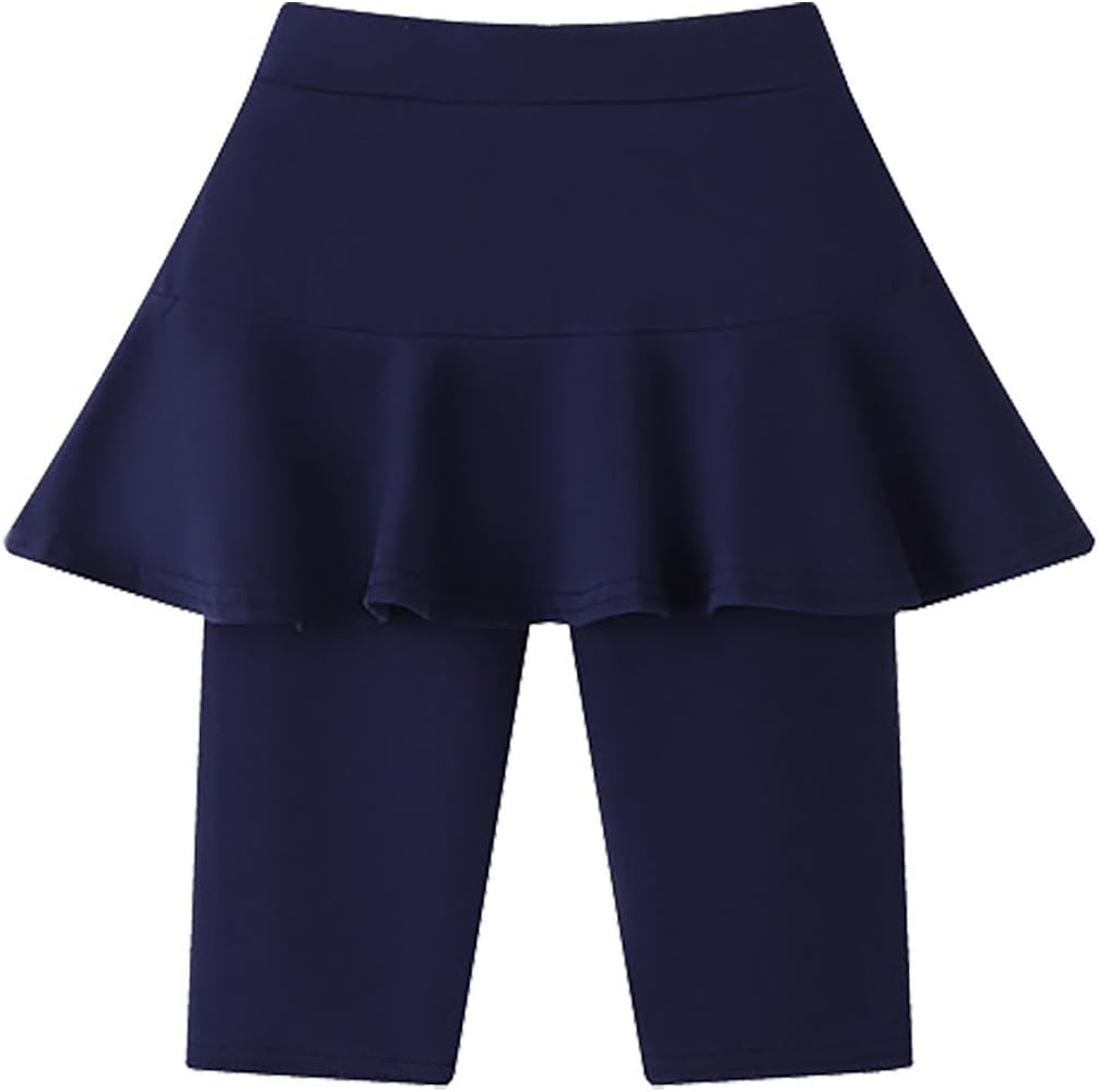 Girls Knee-Length Leggings with Skirt 2 Pack Summer Stretchy Athletic Pants for Girl 3－11 Years