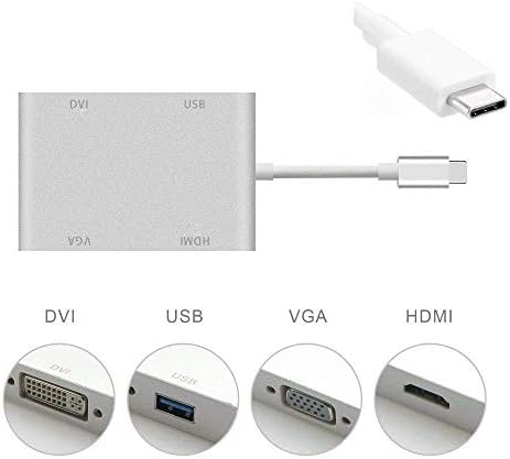 USB-C Type C USB C to HDMI VGA USB 3.0 DVI 4K Adapter Converter Hub Compatible for Google Chrombook Pixel MacBook MacBook Pro and Other Mainstream Type c Device