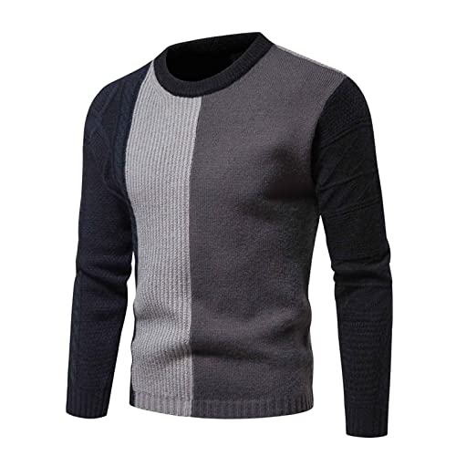 Muscularfit Knitted Sweater for Men Slim Fit Fashion Color Block Lightweight Knitted Sweaters Causal Loose Winter Knitwear