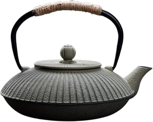 Zxyler南部鉄器 鉄瓶(0.8L)|直火可 フラットポット設計|火傷防止ハンドル 軽量旅行用|日本茶用急須・ティーポット|鉄分補給 伝統工芸品 鉄製やかん