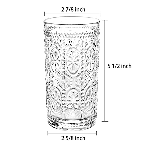 Bekith 6 Pack 12 Oz Romantic Water Glasses, Premium Drinking Glasses Tumblers For Beverages, Beer, Refreshments, Vintage Glassware Set For Dinner Parties, Bars, Restaurants #TOP1