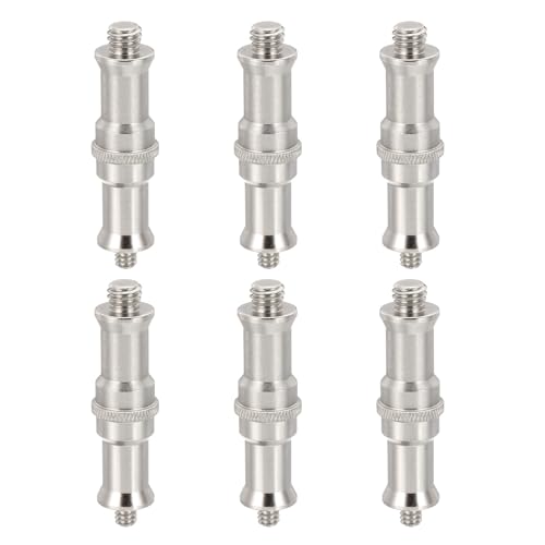 Image of PATIKIL Camera Spigot Screws Converter 3/8" to 1/4" Male to Male, 6 Pack Tripod Screw Adapters Spigot Stud for Light Stand Hot Shoe Cold Shoe Adapter Ball Head Flash, Silver