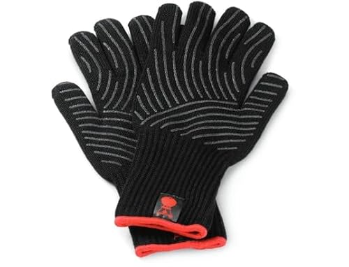 Weber Premium Grillhandschuhe - Größe S/M, 1 Paar, aus Kevlarmischgewebe, Schwarz und mit Silikonnoppen, Schutz vor sehr hohen Temperaturen - Schwarz (6670)