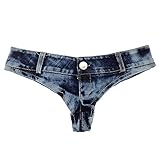 Womens Low Waist Hot Pants High Cut Denim Cheeky Thong Hot Jean Shorts