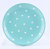 Cerámica Plato/platos de postre/Plato De Desayuno pasteltürkis con lunares blancos pintadas (19 cm)