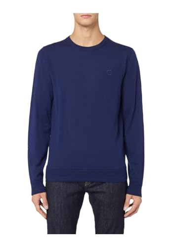 Trussardi Wełna Sweter Z Okrągłym Szyją Merinos 52M00752-0F000780, Ciemny niebieski, M