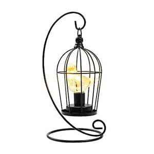 JHY DESIGN Birdcage Bulb Decorative Lamp Battery Operated 13" Tall Cordless Accent Light with Warm White Fairy Lights Bird Bulb for Living Room Bedroom Kitchen Wedding Xmas(Black) JHY DESIGN Birdcage Bulb Decorative Lamp Battery Operated 13 Tall Cordless Accent Light with Warm White Fairy Lights Bird Bulb for Living Room Bedroom Kitchen Wedding XmasBlack