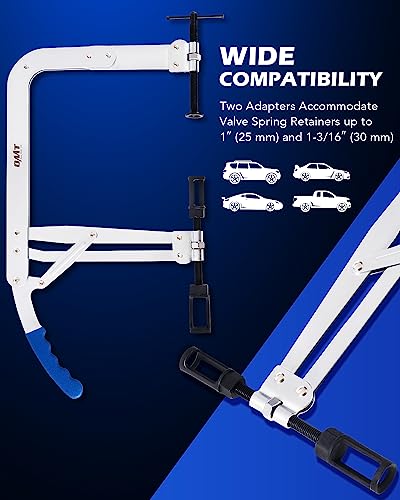 Image of Orion Motor Tech Large Valve Spring Compressor Tool, Valve Spring Removal Tool & Adjustment Tool with 1 inch & 1-3 /16 inch Adapters, Direct Action Valve Spring Compression Tool for Overhead Valve Engines