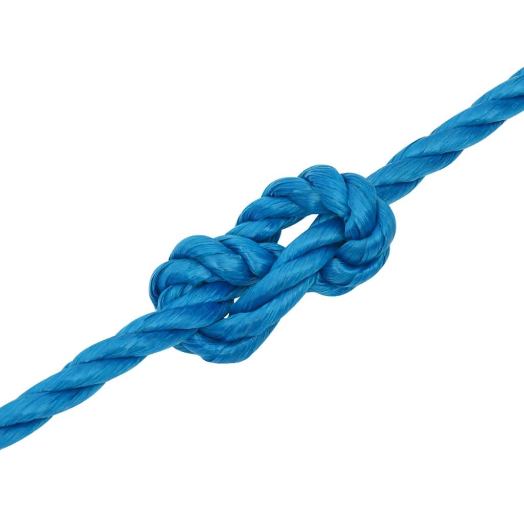 Cuerda de trabajo trenzada azul de polipropileno, 24 mm x 50 m, para anudar, resistente a los rayos UV y a la intemperie, fuerte cuerda para tensar en casa, jardín, taller