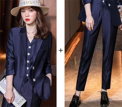 Women's 3 Piece Suit Set Lady Business Office Work Formal Slim Fit Blazer Jacket Vest Pants Set4