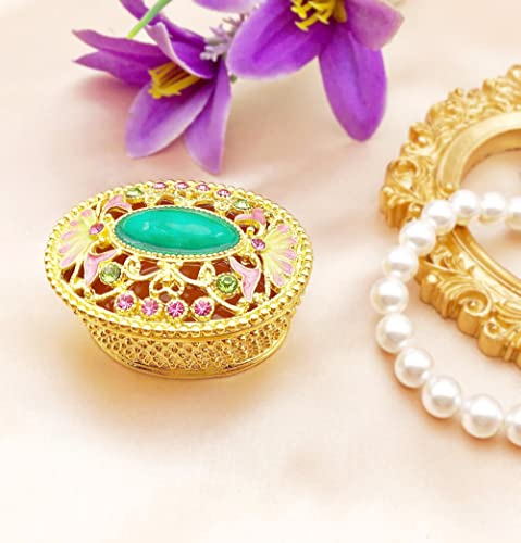 Jwt Astyle Golden Oval Trinket Boxes Hinged Jwith Crystals Collectible Jewelry Box Cute Vintage Decorative Box Trinkets .Necklace Ring Box Earrings Keepsake Organizer Home Decor Gift. #TOP5