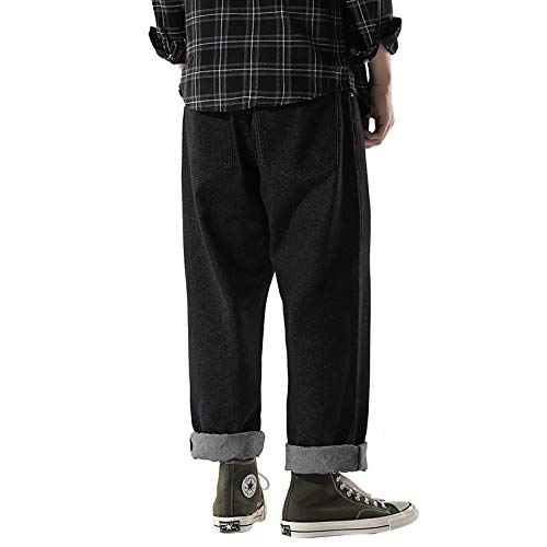 DOSLAVIDA Men's Work Jeans Casual Hip Hop Cargo Solid Color Loose Fit Straight Wide Leg Cotton Denim Pants with Zipper3