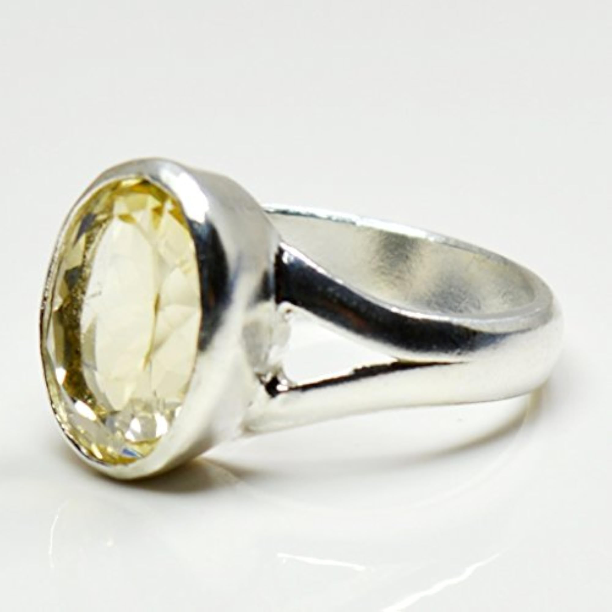 Women's Silver and Citrine Ring, Elegant Design