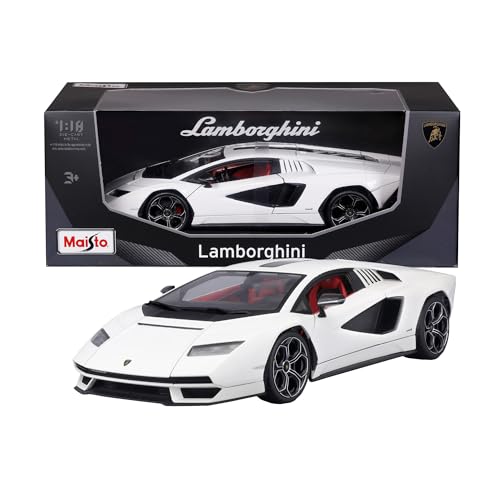 Maisto – Lamborghini Countach LPI 800-4 Weiß, Diecast 1:18, detailgetreue Nachbildung mit zu öffnenden Teilen, offiziell Lamborghini-lizenziert, Nicht für Kinder <36M