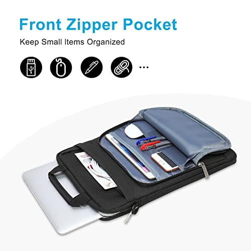 MOSISO Vertical Laptop Shoulder Bag Compatible with MacBook Air/Pro,13-13.3 inch Notebook,Compatible with MacBook Pro 14 2023-2021 A2779 M2 A2442 M1 with Front Raised Pockets&Fix Handle&Belt, Black2