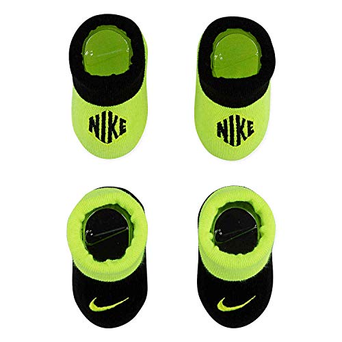 Nike Baby Booties 2 Pairs (Black(LN0389-364)/Volt, 0-6 Months)