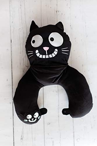 moses. Ed, The Cat Nackenkissen | 2-in-1 Nackenhörnchen und Kopfkissen für Reisen | In Katzen-Form Reisekissen, 28 cm, Schwarz - Image 5