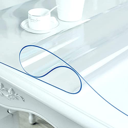 LLPEIJIE026 Glasklar Folie 2 mm PVC Tischfolie transparent mit Abgerundete Ecken/Tischdecke,Wasserdicht,Geschmacklos,Hochglanz Schutzfolie Tischschutz Durchsichtig Tischschoner (60x120cm(24x47in)) Cover