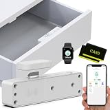 Keylesslife Smart Cabinet Lock,No Drill Baby Proofing Child Proof Drawer Locks,Bluetooth RFID Hidden Cabinet Lock for Adults Liquor File Kitchen Cupboard Drawer Closet White
