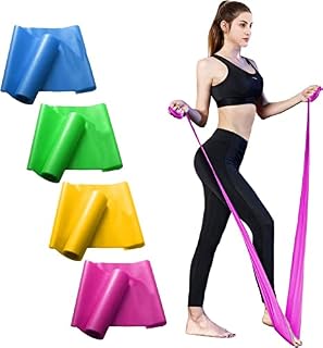 Niluoya Resistance Bands Set, 4 Pack Elastic Excersize Band Long Home or Gym for Women Men Leg Stretch Training, Workout, Yoga, Pilates, Fitness, Rehab, Upper and Lower Body Exercise
