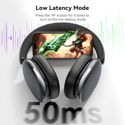 Image of Eduiosma Bluetooth Headphones Wireless Over Ear 80H Playtime (Black)