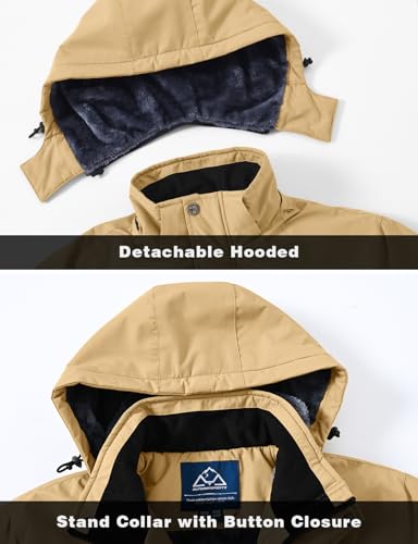 Image of TBMPOY Men's Winter Ski Jacket Waterproof Warm Snow Insulated Coat Fleece Lined Snowboard Hooded Raincoat