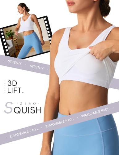High Impact Long Line Sports Bra Women Padded Running Gym Workout Top White - image 3