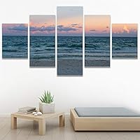 SIGNWIN 5 Panel Canvas Wall Art Aerial Beach Beach Coastal Cool Minimalism Multicolor Photography Relax/Calm for Home Decorations Ready to Hang - 60