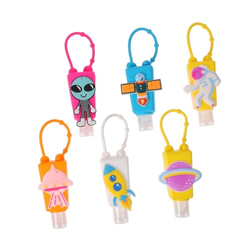 HEATSHAKING 6個 カートゥーン柄シリコンカバー付き携帯用装ボトル 向け漏れ防止旅行用液体容器 シャンプー ハンドソープ対応 ランダムカラー