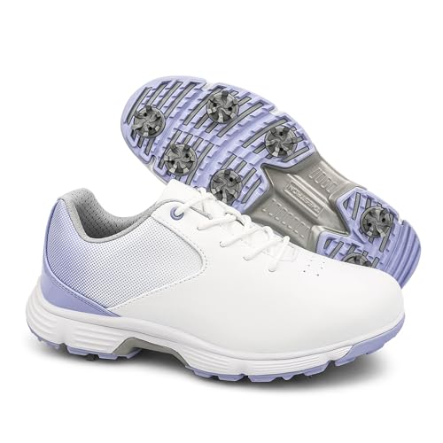 LZQpearl - LZQpearl Damen Golfschuhe, Leichte Golf-Sneaker Mit Spikes Für Damen, wasserdichte Outdoor-Golfschuhe Für Mädchen, rutschfeste Damen-Golfschuhe Für Das Training, Größen 36-43 (39,Purple)