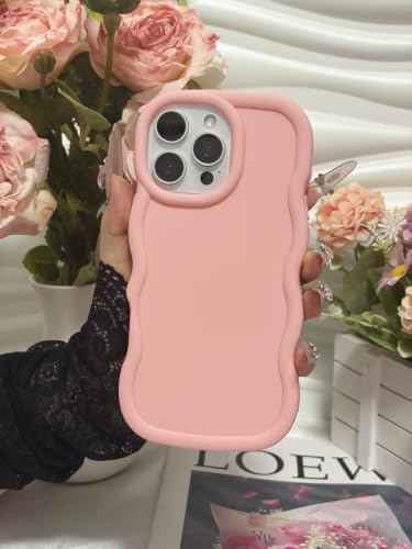 Coque iPhone 15 Pro Max antichoc dos rose cadre bouclé