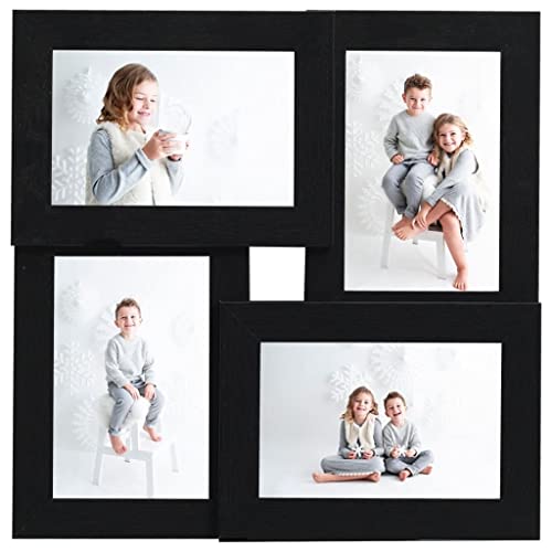 INLIFE Collage Cadre photo, pour photos 4 x (13 x 18 cm), noirs, MDF