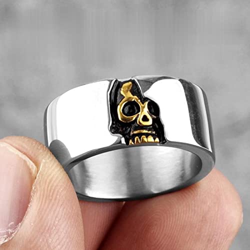 XJruixi Broke Ground Revival Skull Stainless Steel Mens Rings Punk Hip Hop for Male Boyfriend Biker Jewelry Creativity Gift Wholesale