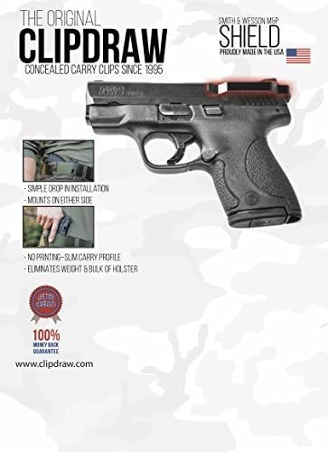 ClipDraw Gun Clip, Low Profile Slim Concealed Carry Easy Install American Made