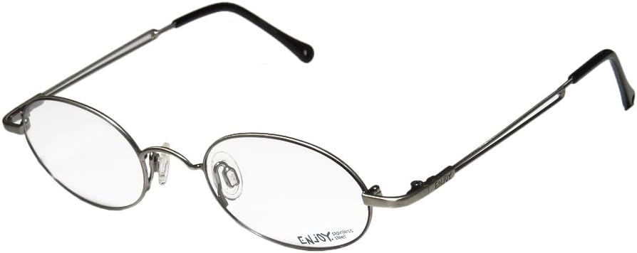 Enjoy 1712 Mens/Womens Oval Full-Rim Shape Affordable Designer Sleek Elegant Eyeglasses/Spectacles (45-20-135, Gray)
