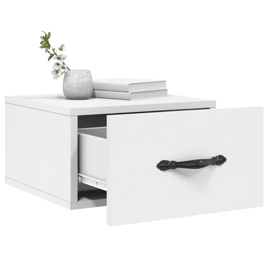 Wand-Nachttisch 2er Set Weiß 35x35x20 cm Schwebendes Nachtregal