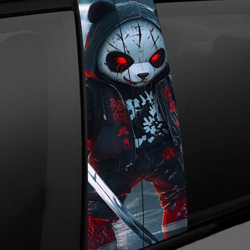 Image of Halloween Cars Body Horror Sticker, Classic Horror Movie Characters Peeking Decal Michae Waterproof Scary Vinyl Stickers for Bumper Car Decals 11in*18.89in (Evil Panda Killer)