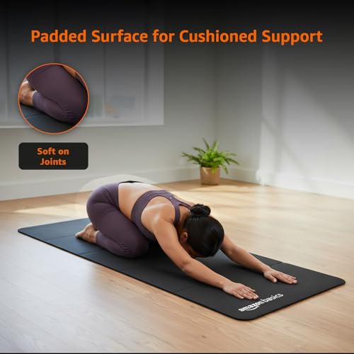 Image of Amazon Basics Portable Folding Exercise Gym Mat | 7 mm Thickness | High-Density TPE | Lightweight, Sweat-Resistant, Lightweight & Durable | Gymnastics, Yoga & Pilates | for Home & Gym | Black