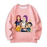 Sudadera KPOP Niña Redondo Sudaderas K Pop Ropa Estampado X De Bruja Manga Larga Sudadera Morada para Niños Moda Sweatshirt Otoño Invierno Top Rosa