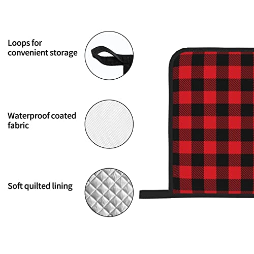 Buffalo Plaid Oven Mitts And Pot Holders Sets, 4 Piece Set, Heat Resistant Polyester Gloves And Pads For Kitchen Cooking Baking Grilling Bbq #TOP4
