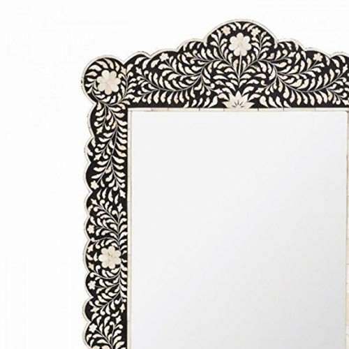 Miroir Décoratif Incrustation D'os De Chameau - Motif Cascade Rayures Gris - Dimensions 30x20 Pouces - Neuf Sur Mesure