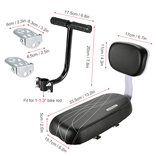 alouweekuky Fahrradrücksitz - Polstersattel mit Rückenlehne gepäckträger Hinteres Sitzkissen Armlehne Fußstütze Sicherheits Fahrrad Rücksitz Zub(Set-3)